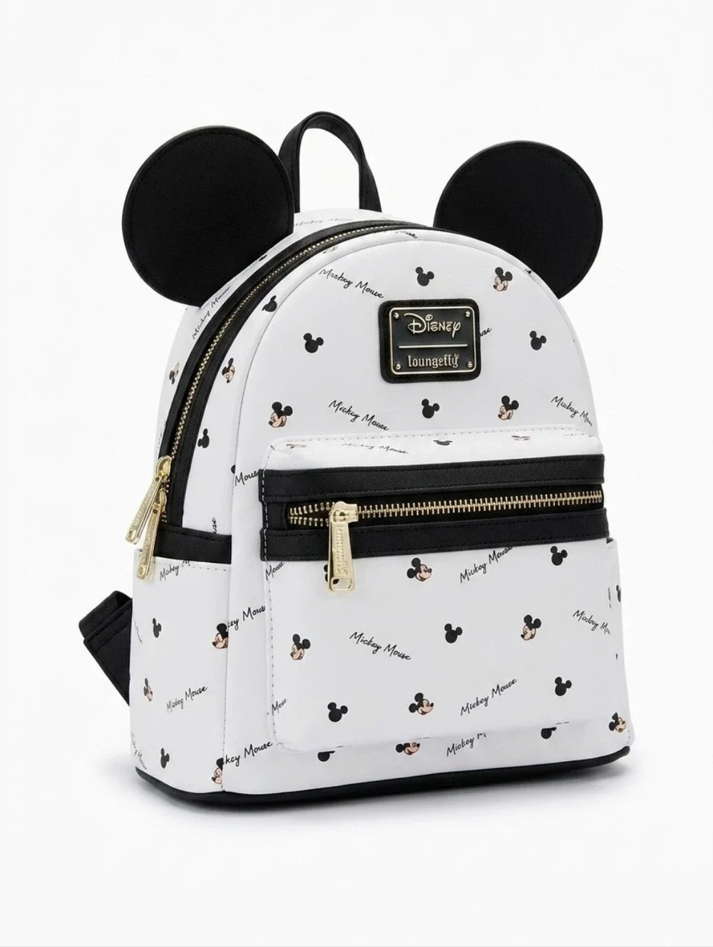 Loungefly White Mickey Mouse Mini Backpack with Black Ears